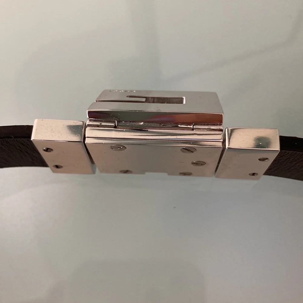 NIB Auth GUCCI leather BELT w/logo buckle 28”/71.5 cm ITALY - Picture 9 of 16